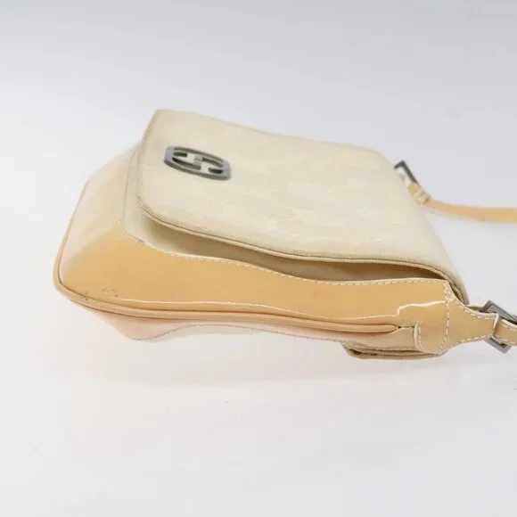 GUCCI GG Canvas Shoulder Bag Beige Silver 001